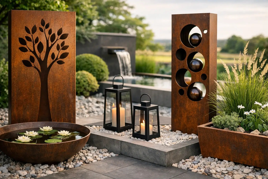 Gartendeko Metall modern stilvoll einsetzen