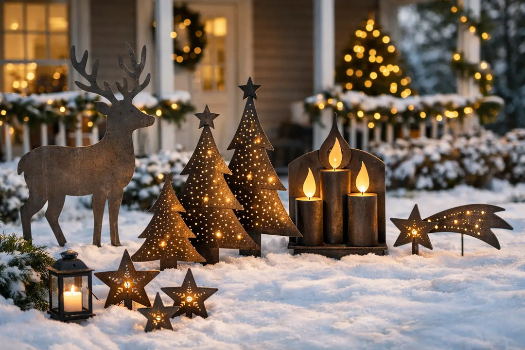 Weihnachtsdeko aus Metall für draußen gestalten
