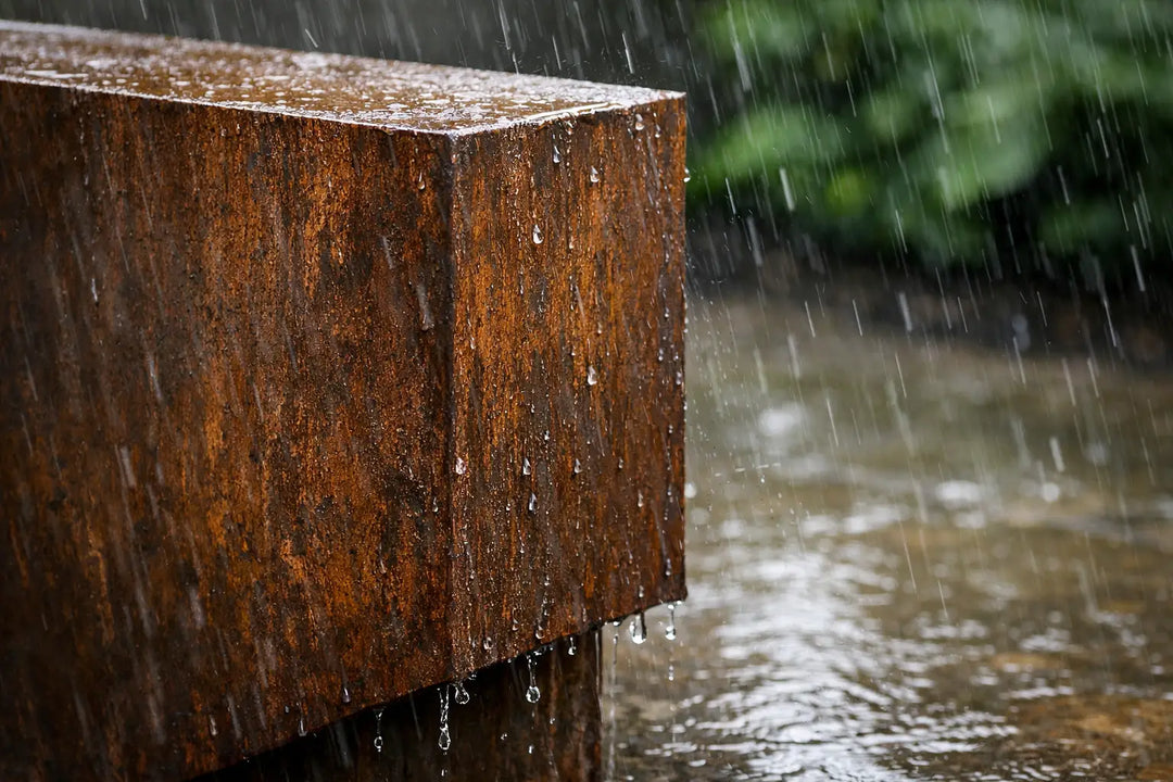 Kann patinierter Stahl im Regen bleiben?