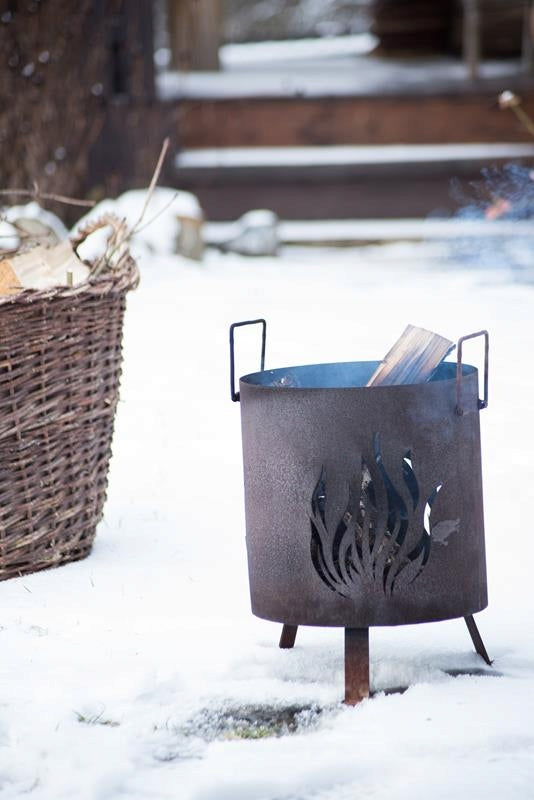 Feuertonne Gartenfeuerstelle aus Metall in Rostoptik, Ø 30