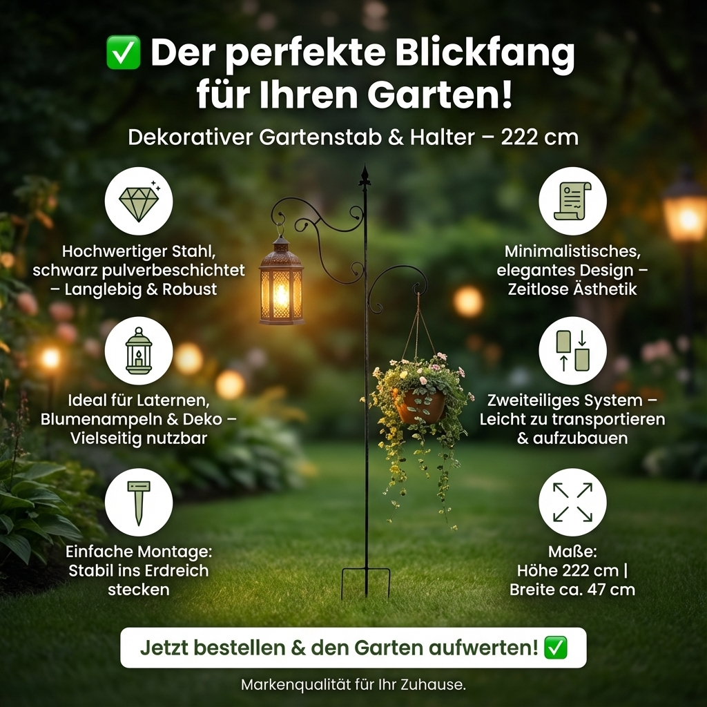 Hirtenhaken aus Metall – Gartenhaken für Laternen & Deko