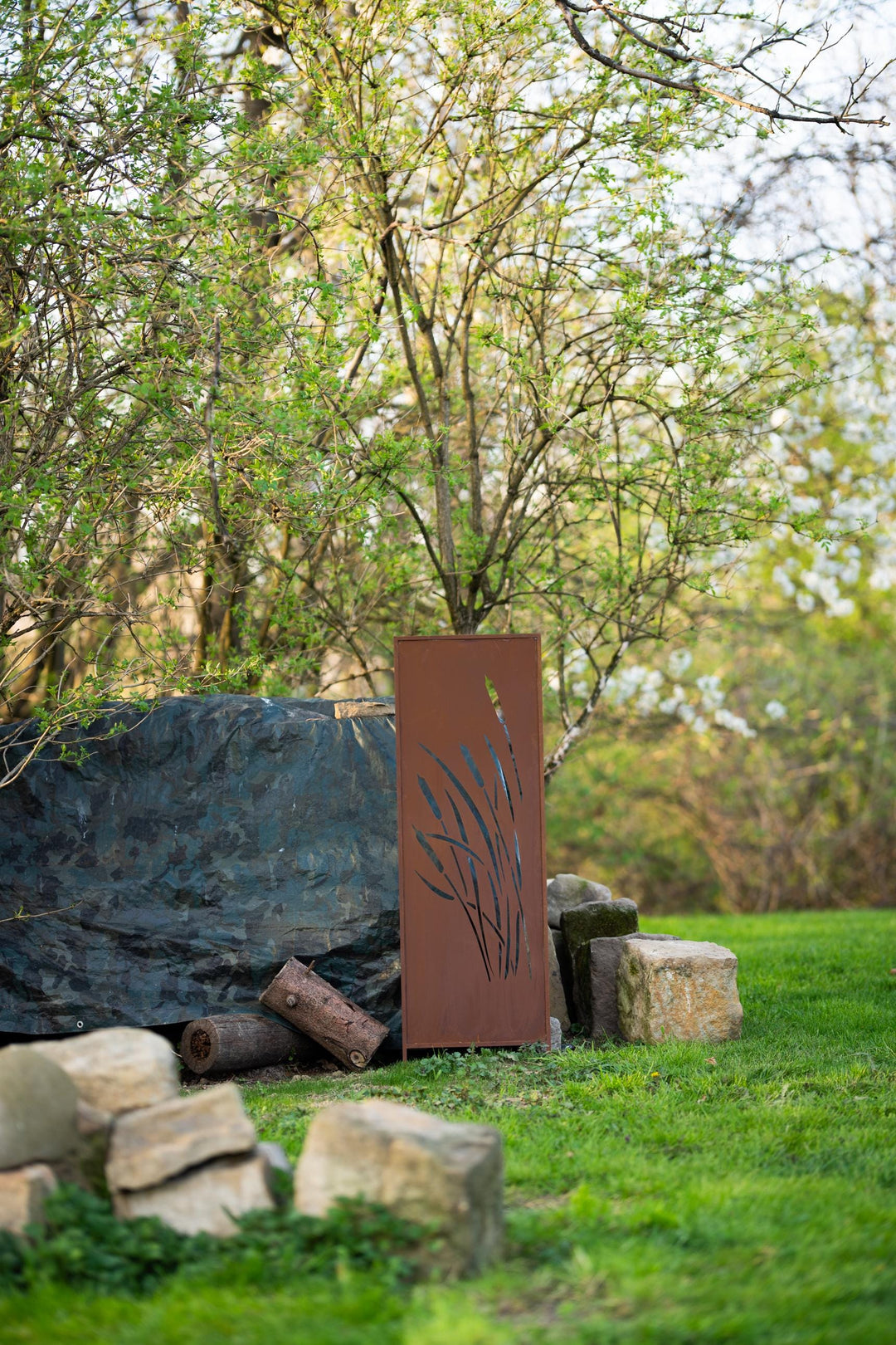 Sichtschutz Gartenpaneel Metall – Rostoptik, 160 × 50 cm