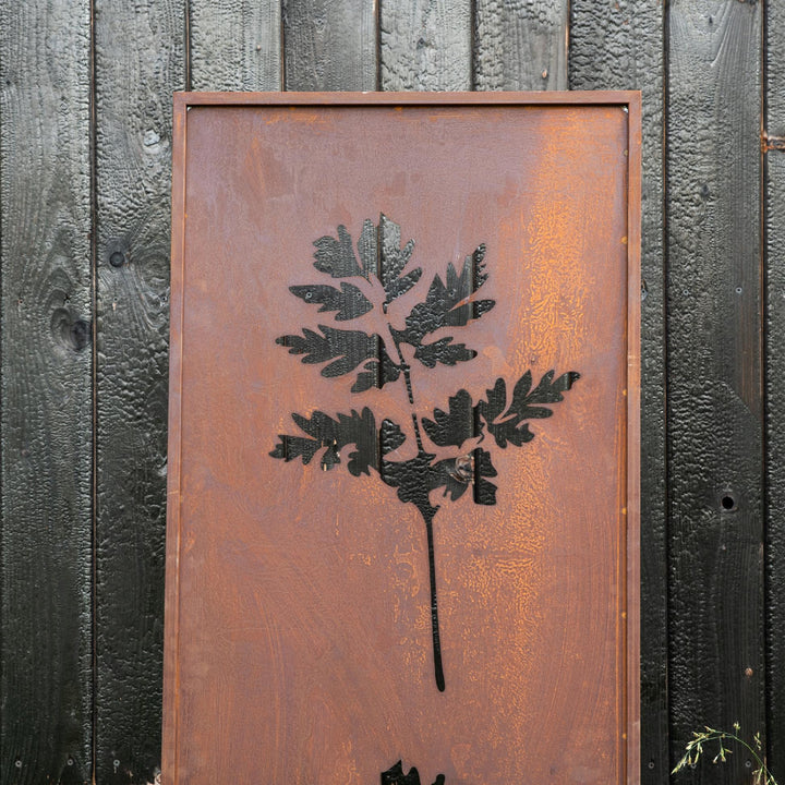 Sichtschutz Gartenpaneel Metall – Motiv Blumen, 160 × 50 cm