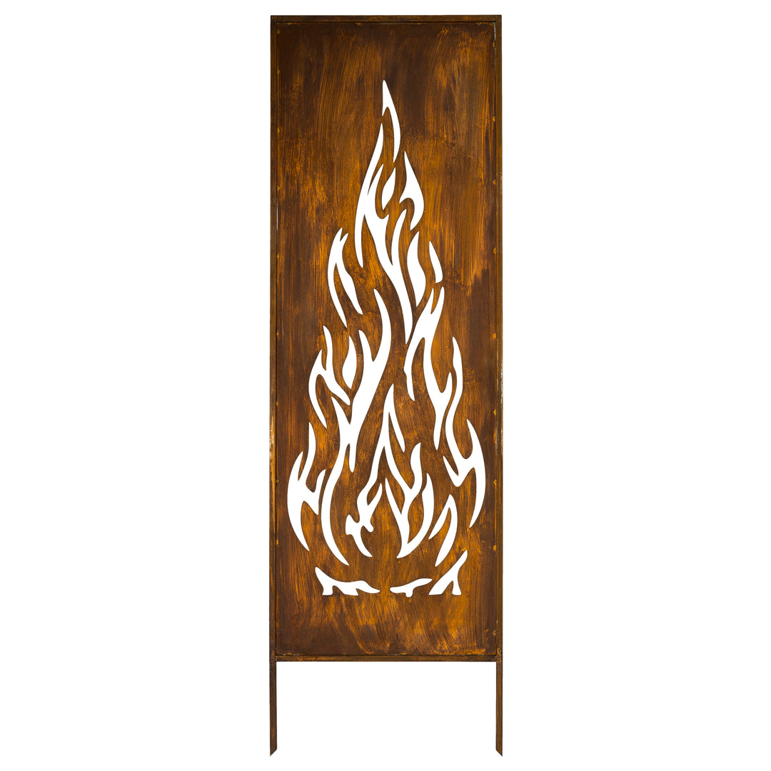 Sichtschutz Gartenpaneel Metall – Motiv Flamme, 160 × 50 cm