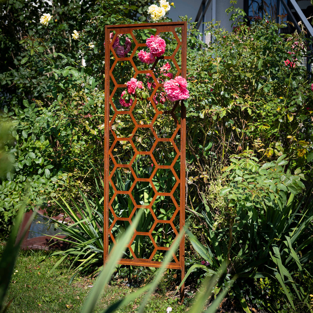 Sichtschutz Gartenpaneel Metall – Motiv Wabenmuster, 160 × 50 cm