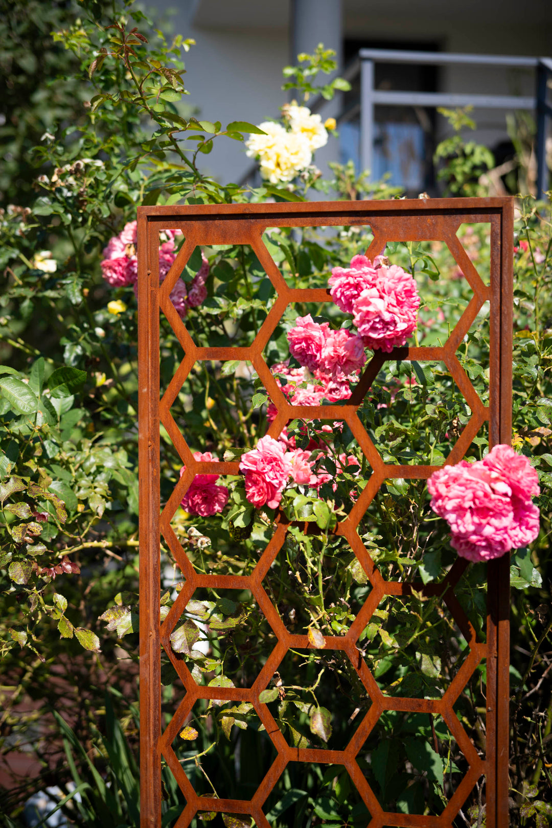 Sichtschutz Gartenpaneel Metall – Motiv Wabenmuster, 160 × 50 cm