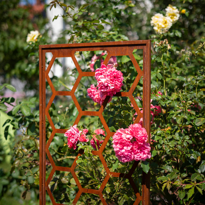 Sichtschutz Gartenpaneel Metall – Motiv Wabenmuster, 160 × 50 cm