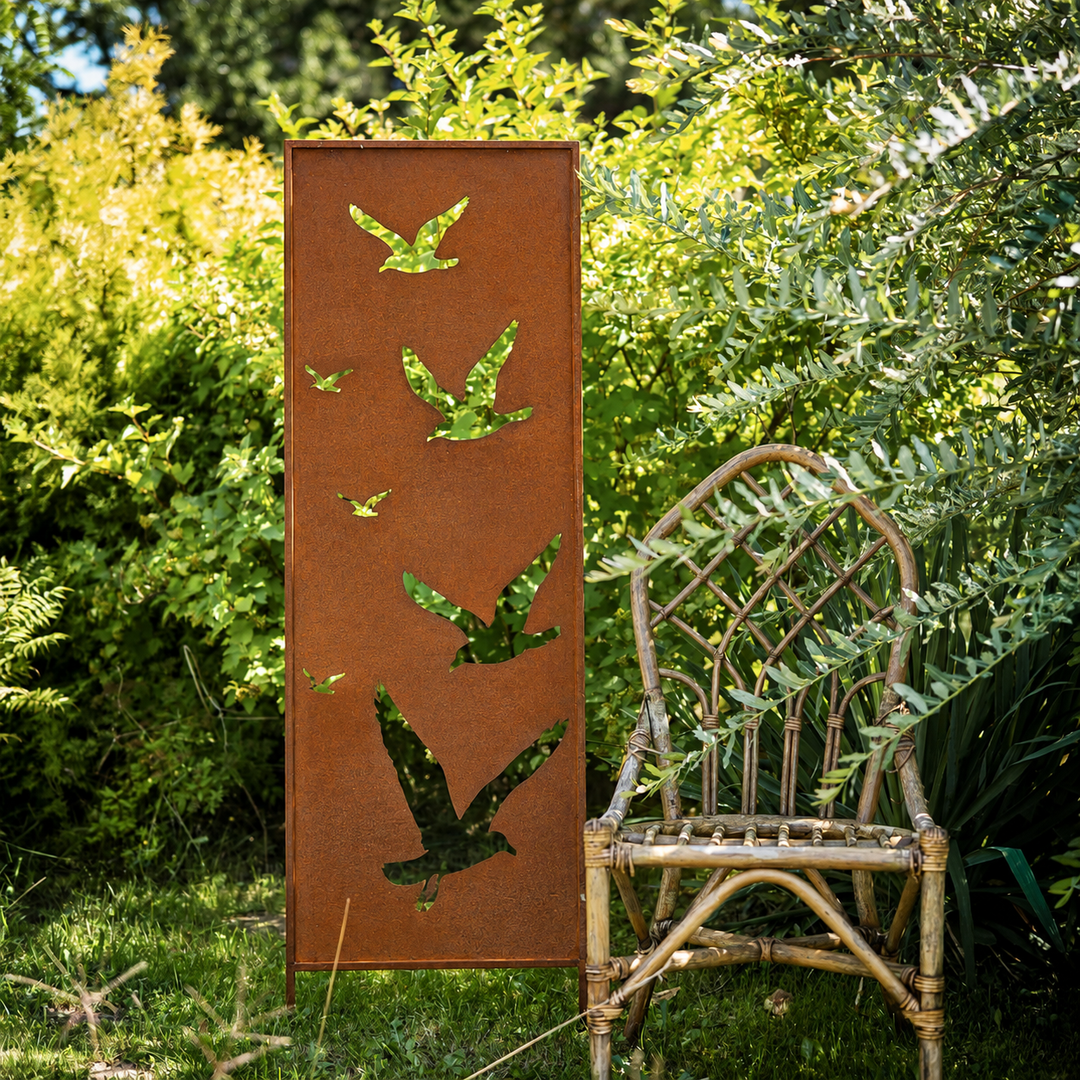 Sichtschutz Gartenpaneel Metall – Motiv Möwen, 160 × 50 cm