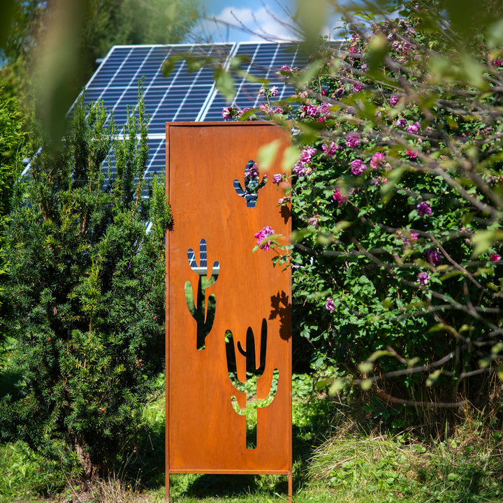 Sichtschutz Gartenpaneel Metall – Motiv Kakteen, 160 × 50 cm
