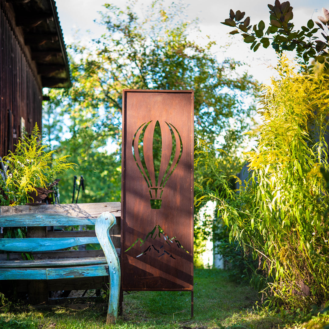 Sichtschutz Gartenpaneel Metall – Motiv Ballon, 160 × 50 cm
