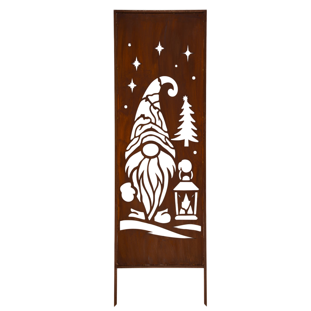 Sichtschutz Gartenpaneel Metall – Motiv Weihnachtswichtel, 160 × 50 cm
