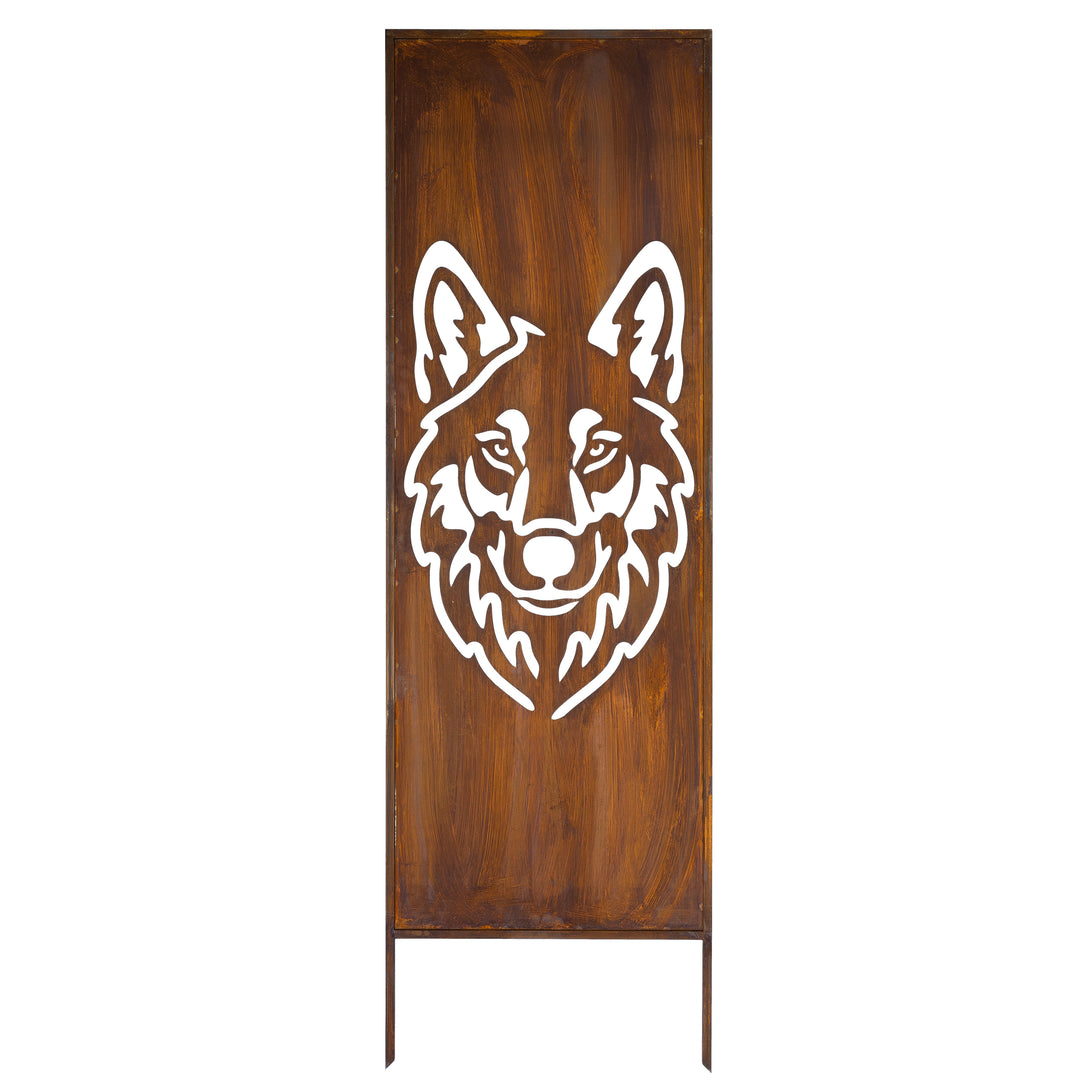 Sichtschutz Gartenpaneel Metall – Motiv Großer Wolf, 160 × 50 cm