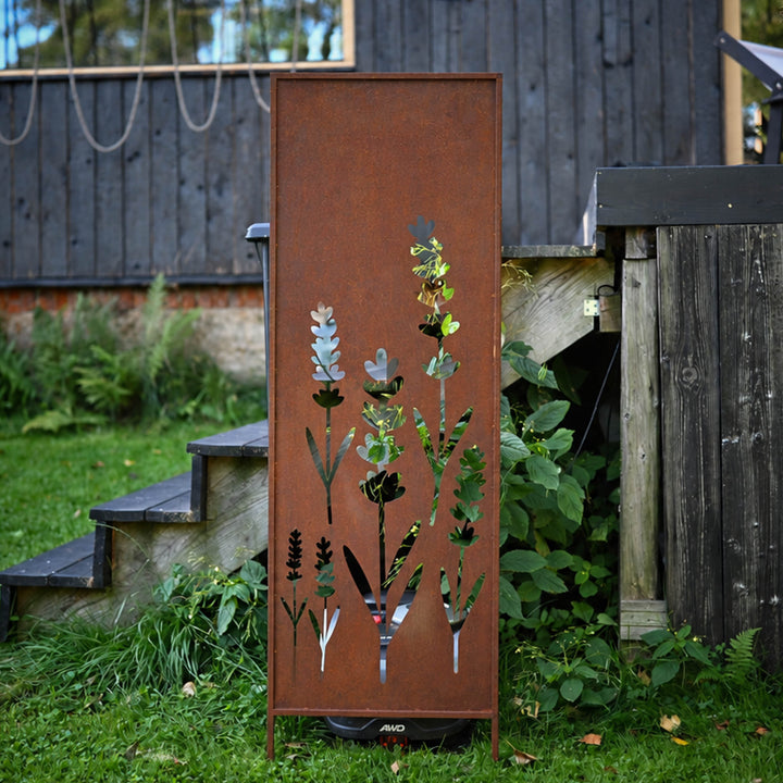 Sichtschutz Gartenpaneel Metall – Motiv Lavendel, 160 × 50 cm