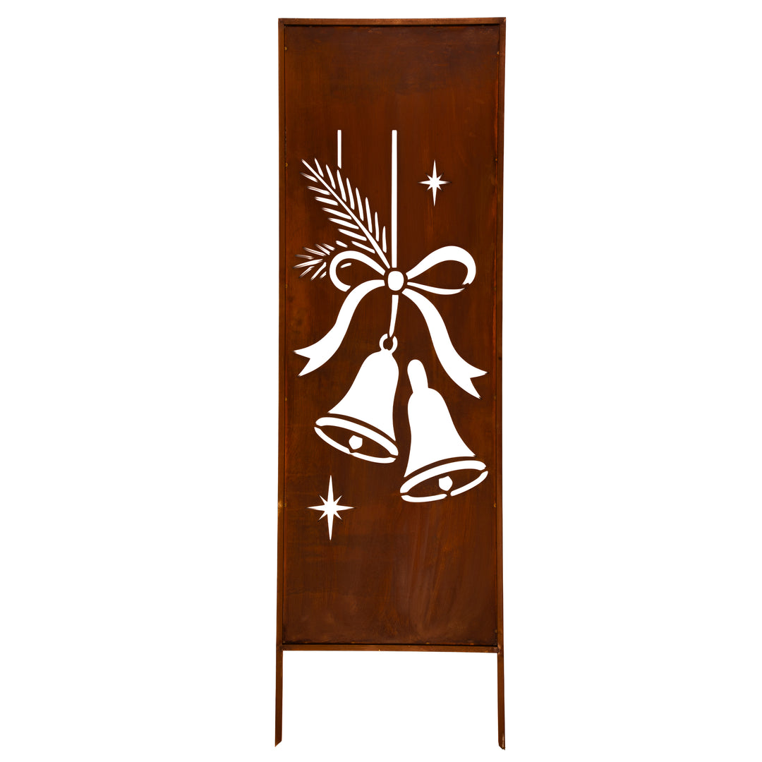 Sichtschutz Gartenpaneel Metall – Motiv Weihnachtsglocken, 160 × 50 cm