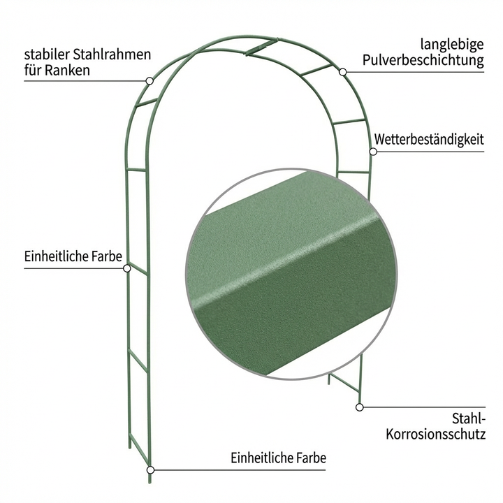 Metall Gartenbogen 240 × 150 cm Grün