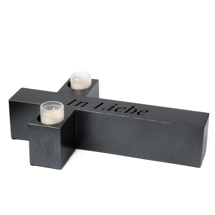 Große Grablicht Kreuz Grabschmuck 50 × 30 cm Marmor – Znicz In Liebe