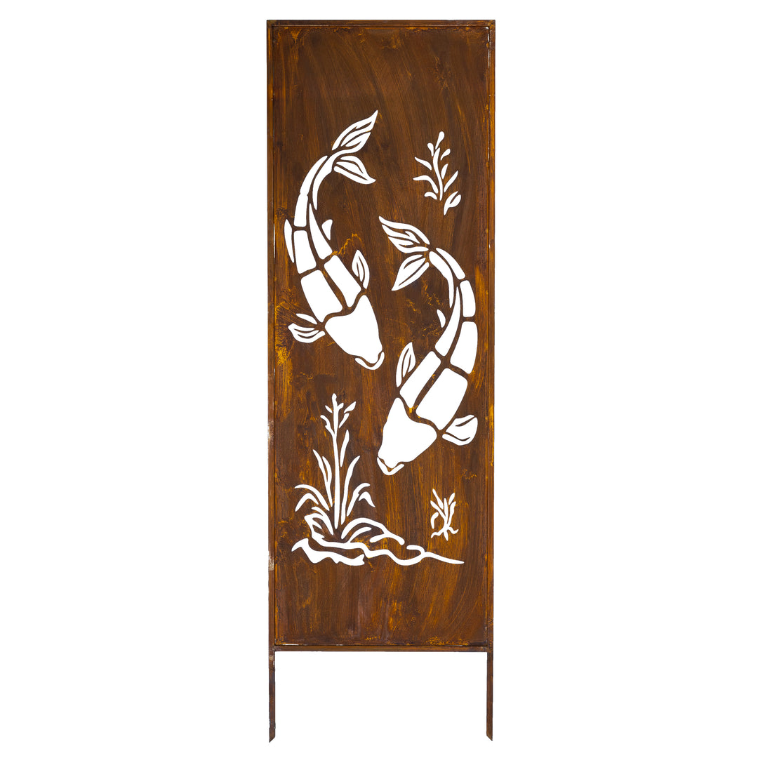 Sichtschutz Gartenpaneel Metall – Motiv Fisch, 160 × 50 cm