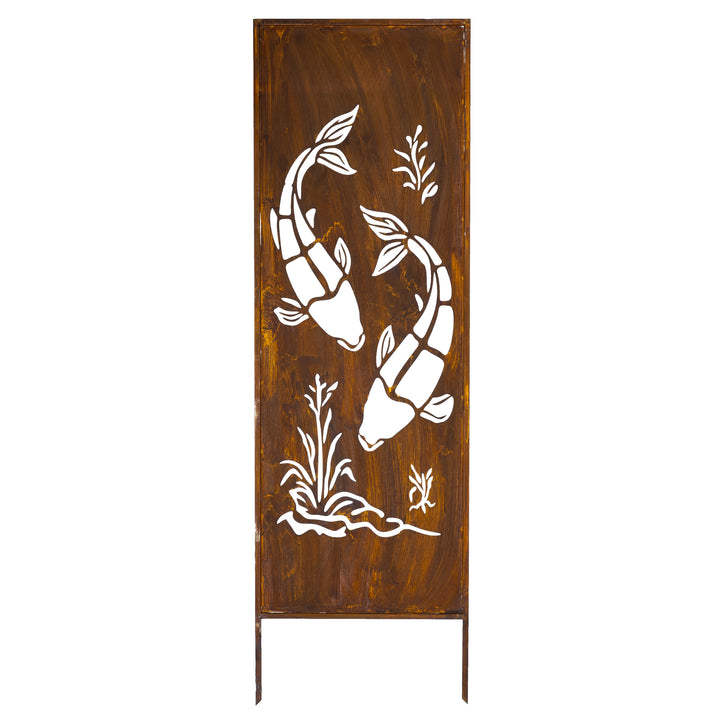 Sichtschutz Gartenpaneel Metall – Motiv Fisch, 160 × 50 cm