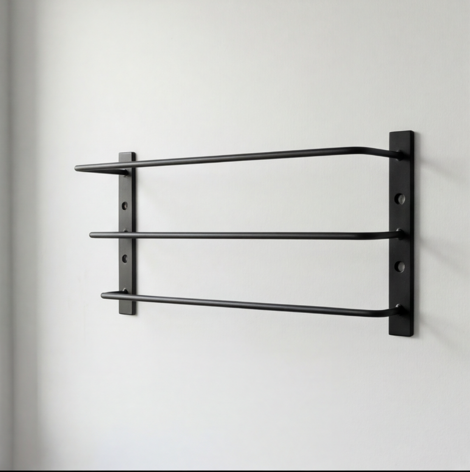 Wandhandtuchhalter LOFT 3-stufig – Schwarz Metall für Bad & Küche