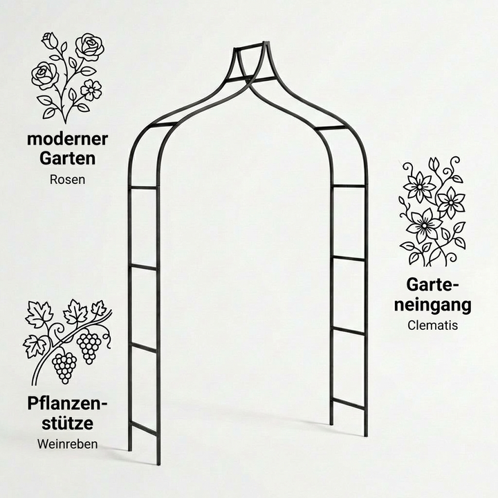 Metall Gartenbogen 240 × 150 cm Schwarz