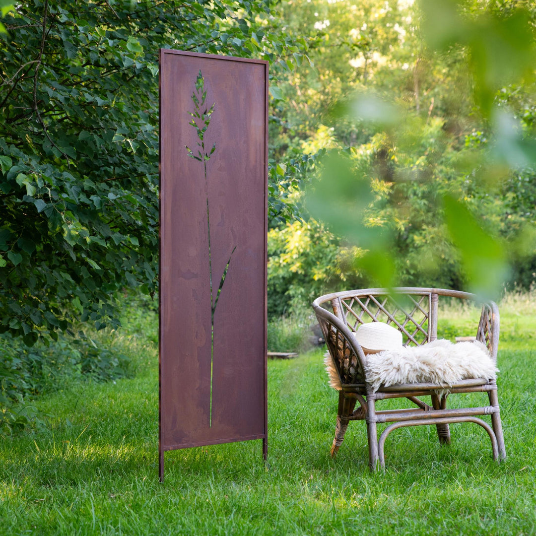 Sichtschutz Gartenpaneel Metall – Motiv Strauch, 160 × 50 cm