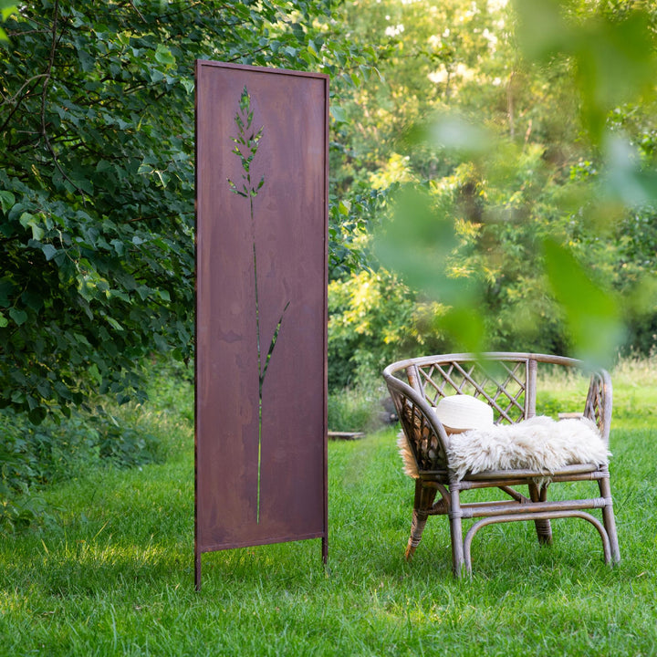 Sichtschutz Gartenpaneel Metall – Motiv Strauch, 160 × 50 cm