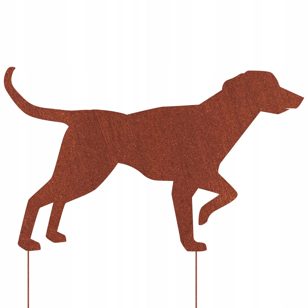 Edelrost Gartenfigur Jagdhund – Metallfigur auf Einschlagbeinen, 46 cm