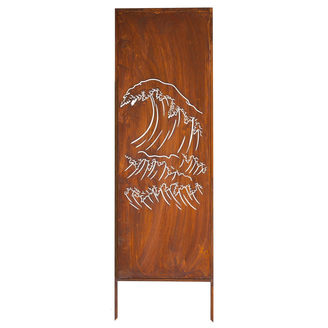 Sichtschutz Gartenpaneel Metall – Motiv Welle, 160 × 50 cm