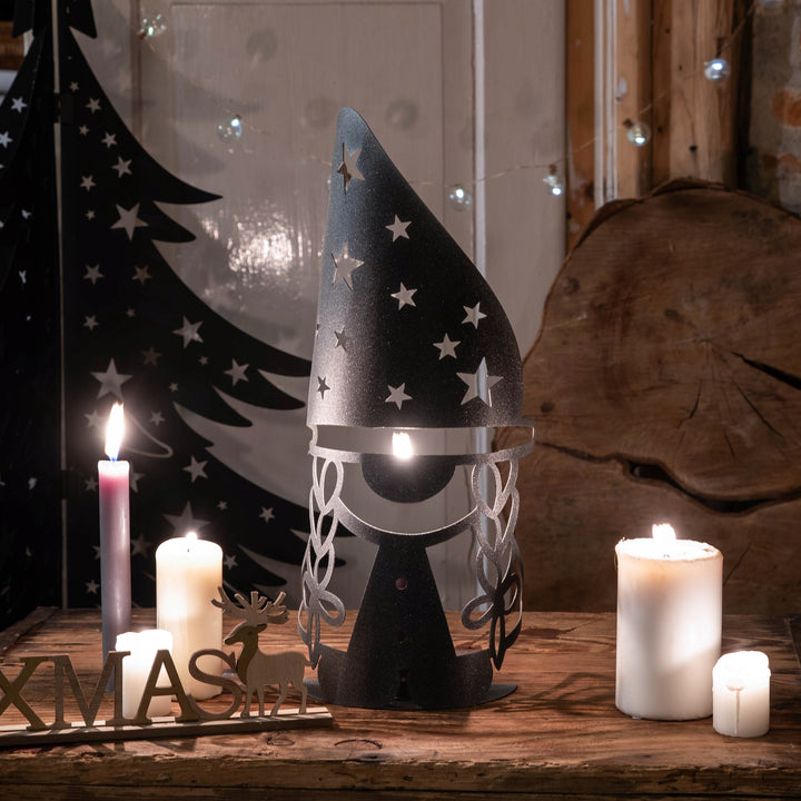 Weihnachtlicher Gnom aus Metall – 3D Tischdekoration