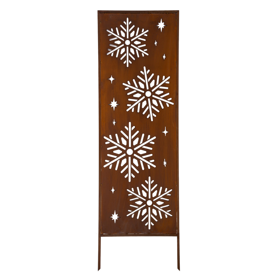 Sichtschutz Gartenpaneel Metall – Motiv Schneeflocken, 160 × 50 cm