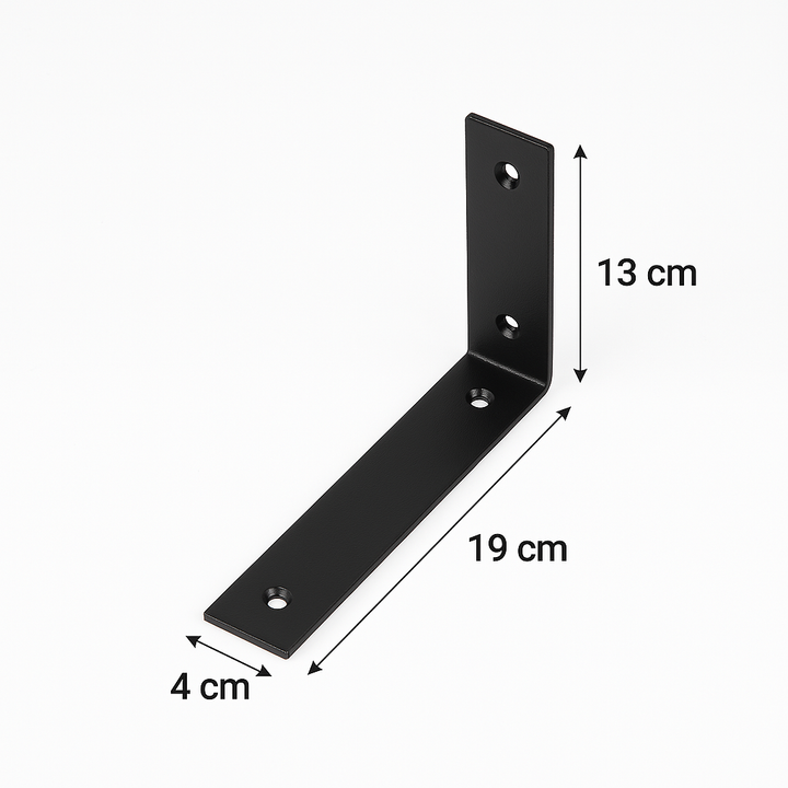 Regalhalterung Schwarz – Metall Regalträger für Wandregale, 19 × 13 cm