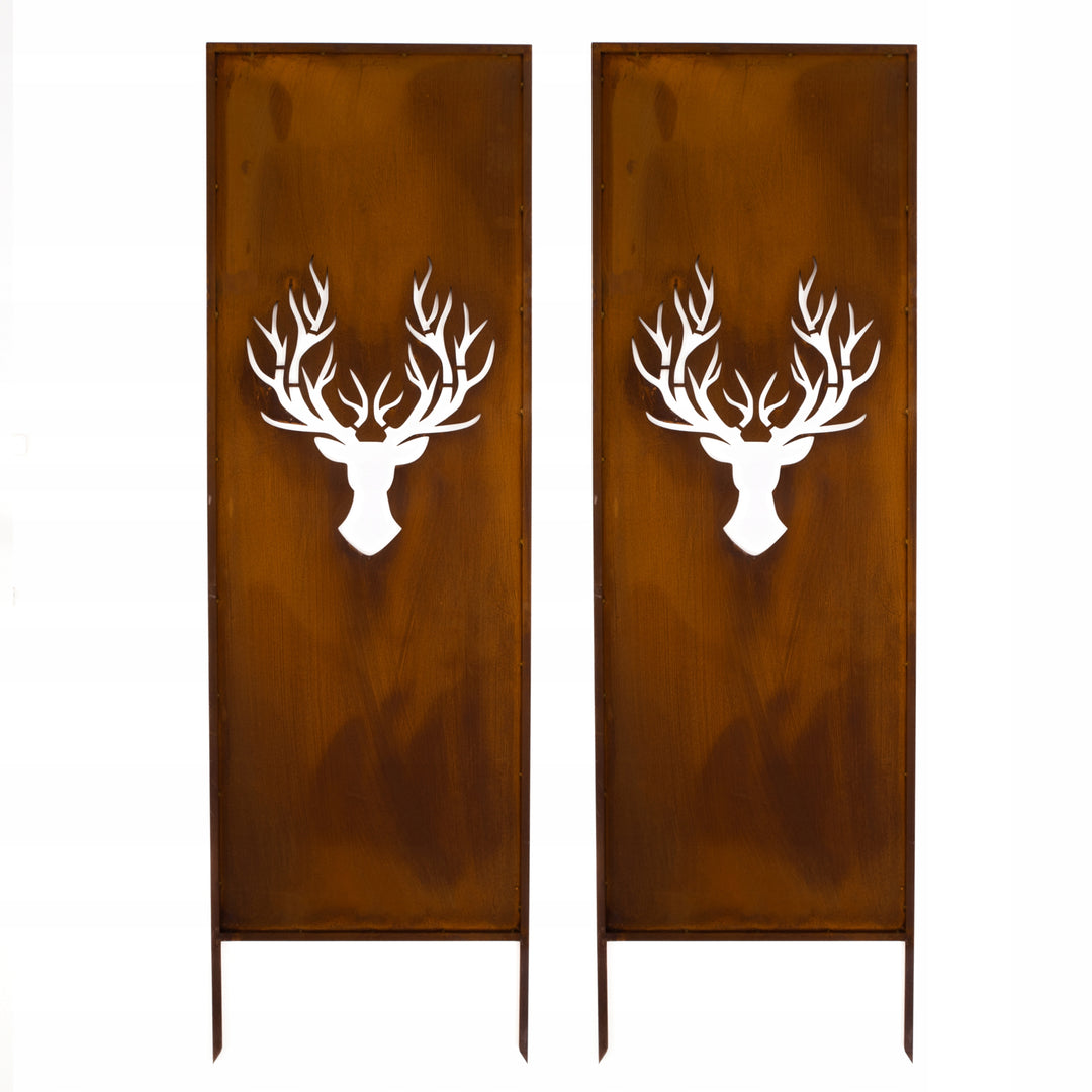 Sichtschutz Gartenpaneel Metall – Motiv Hirsche, 160 × 50 cm