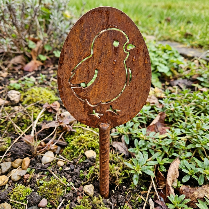 Edelrost Osterdeko Osterei mit Küken 20 × 6 × 1 cm, 1 cm