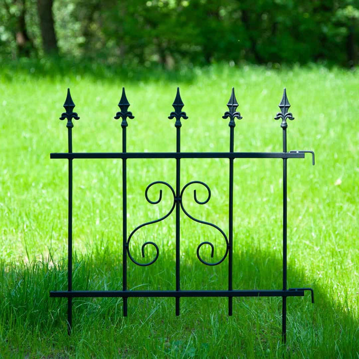 Gartenzaun Element Metall Schwarz – Beeteinfassung mit Muster, 66 × 75 cm