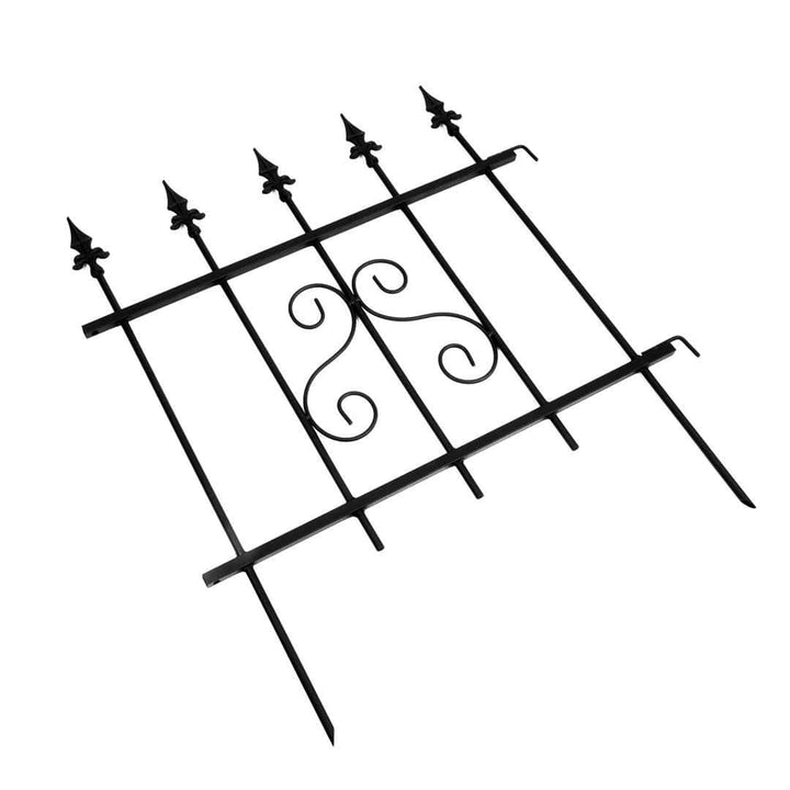 Gartenzaun Element Metall Schwarz – Beeteinfassung mit Muster, 66 × 75 cm