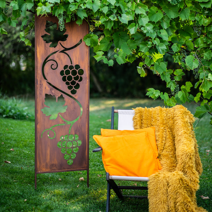 Sichtschutz Gartenpaneel Metall – Motiv Rebe, 160 × 50 cm