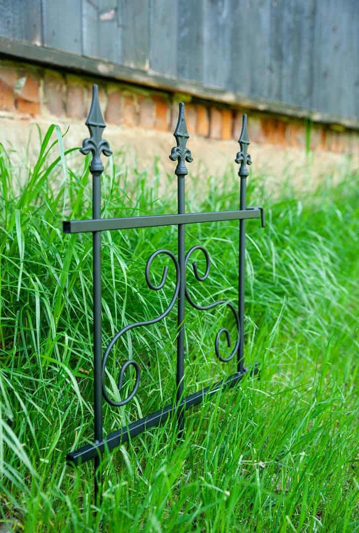 Gartenpalisade Metall Schwarz – Beeteinfassung mit Muster, 46 × 60 cm