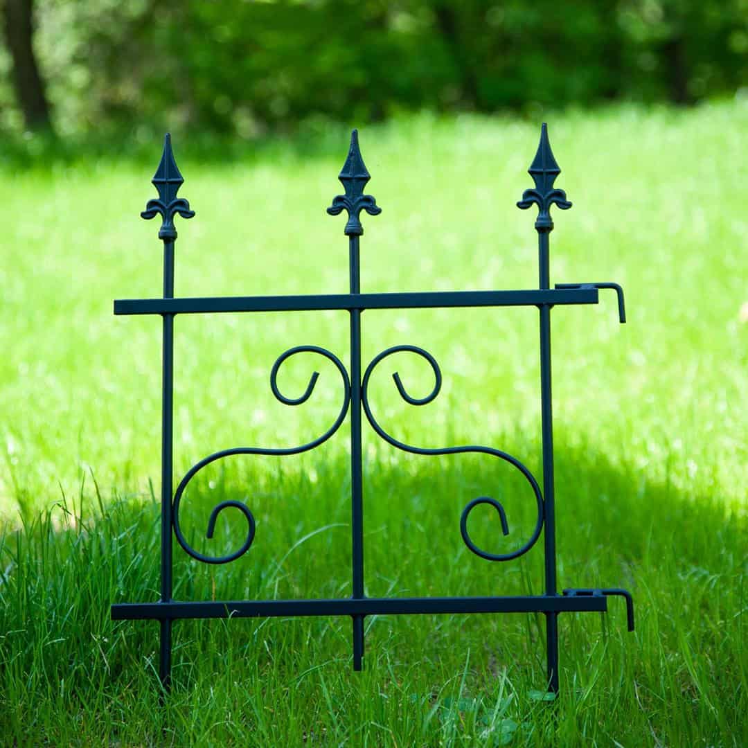 Gartenpalisade Metall Schwarz – Beeteinfassung mit Muster, 46 × 60 cm