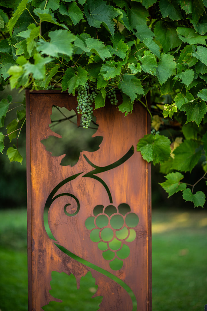 Sichtschutz Gartenpaneel Metall – Motiv Rebe, 160 × 50 cm