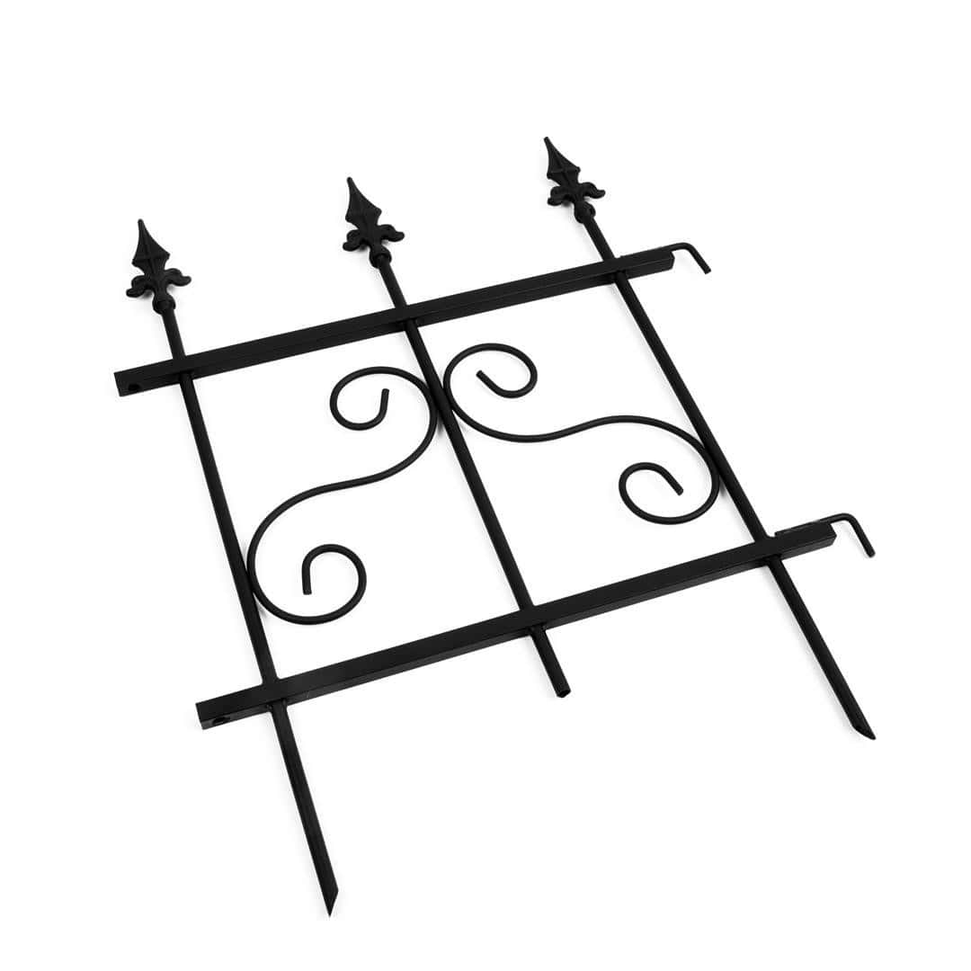 Gartenpalisade Metall Schwarz – Beeteinfassung mit Muster, 46 × 60 cm
