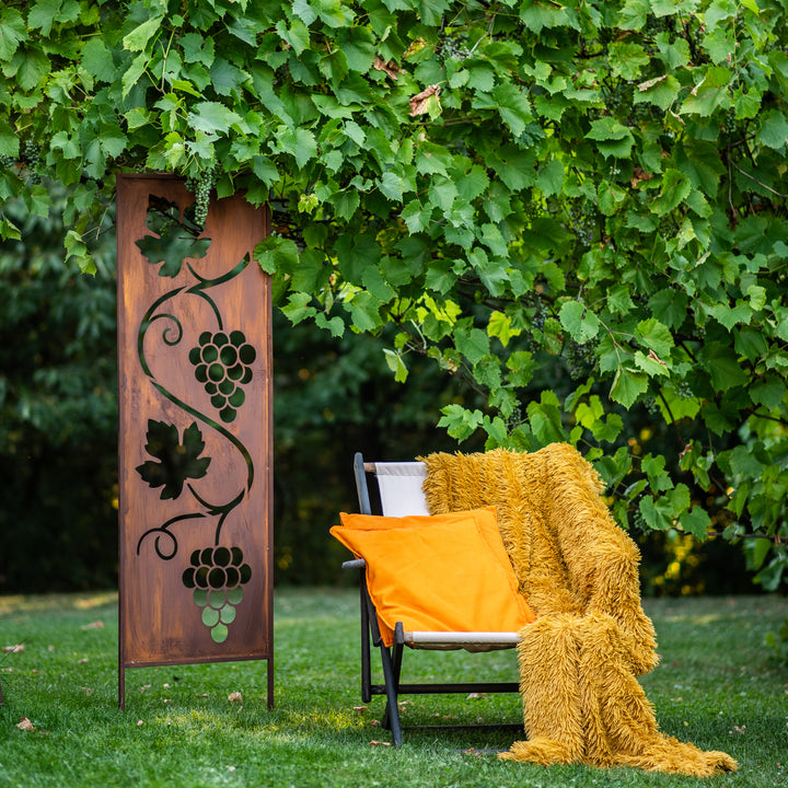 Sichtschutz Gartenpaneel Metall – Motiv Rebe, 160 × 50 cm