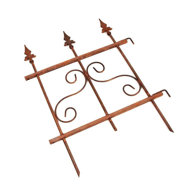 Gartenzaun Element Metall Rostoptik 46 × 60 cm – Dekorative Beeteinfassung mit Muster