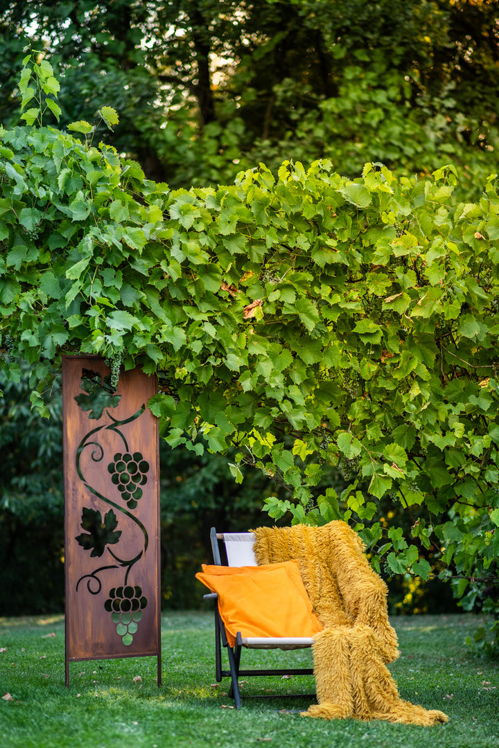 Sichtschutz Gartenpaneel Metall – Motiv Rebe, 160 × 50 cm