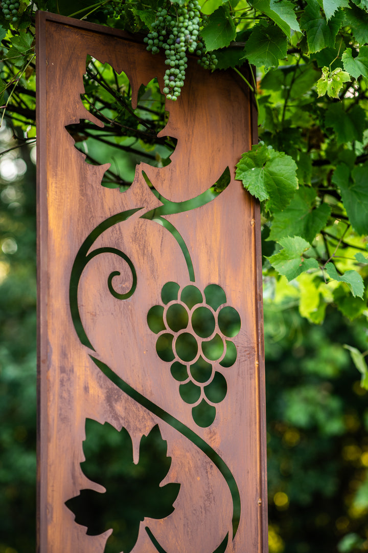 Sichtschutz Gartenpaneel Metall – Motiv Rebe, 160 × 50 cm