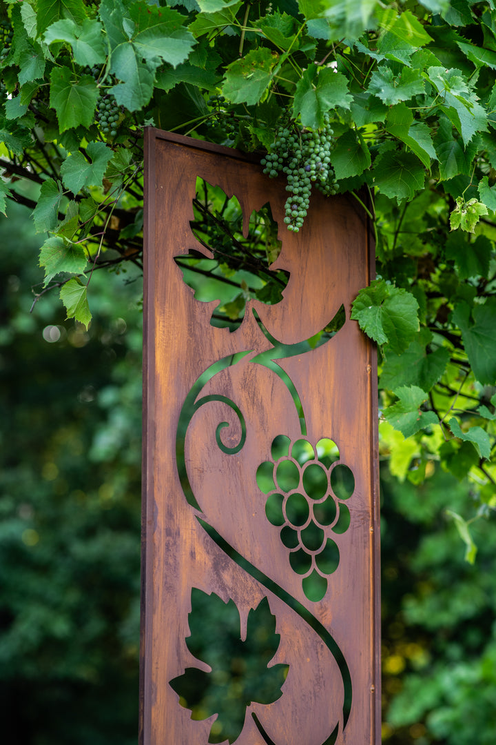 Sichtschutz Gartenpaneel Metall – Motiv Rebe, 160 × 50 cm