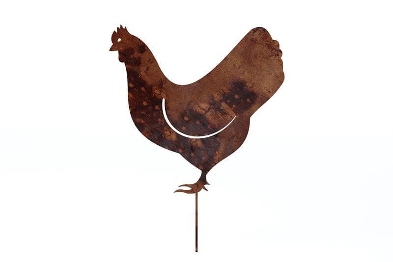 Gartenstecker Huhn aus Metall – Rustikale Gartenfigur in Rostoptik