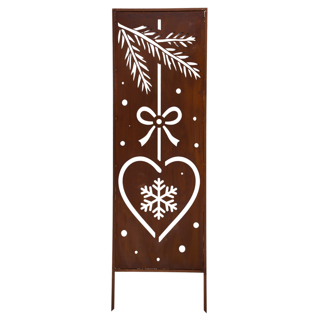 Sichtschutz Gartenpaneel Metall – Motiv Weihnachtsanhänger, 160 × 50 cm