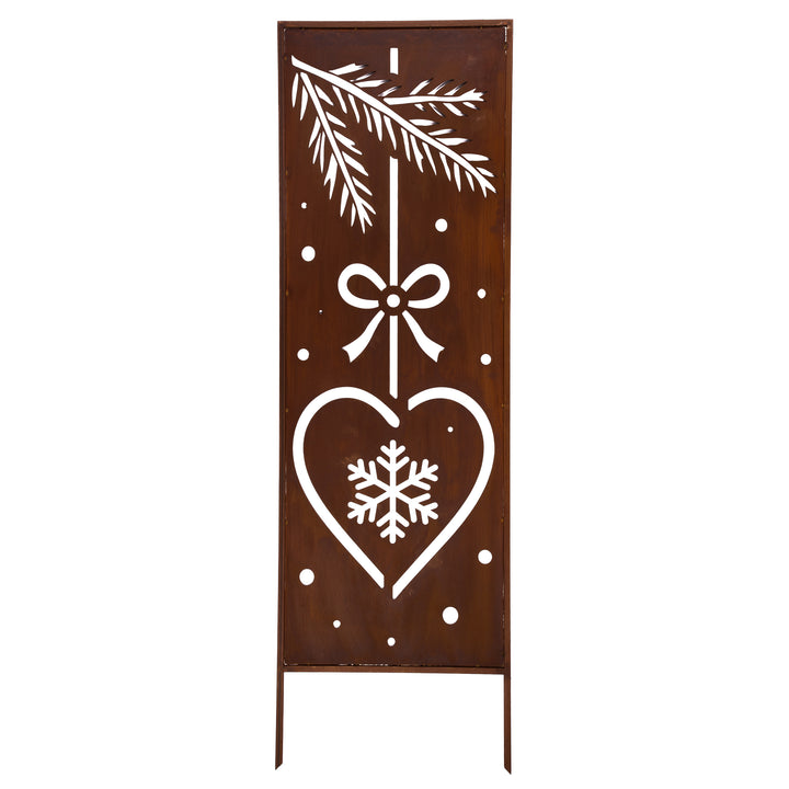 Sichtschutz Gartenpaneel Metall – Motiv Weihnachtsanhänger, 160 × 50 cm
