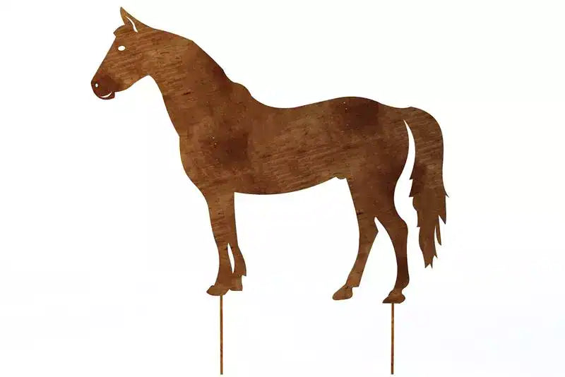Großer Pferd Gartenstecker – Metallfigur in Rostoptik