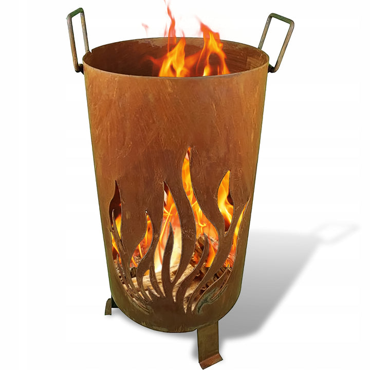 Feuertonne Gartenfeuerstelle aus Metall in Rostoptik, Ø 30